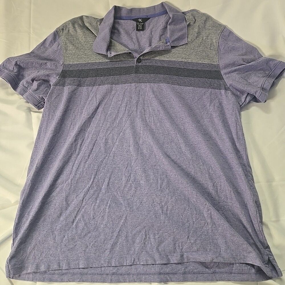 Calvin Klein Collared Neck Shirt Mens XXL Purple Preppy Old Money Golf Polo